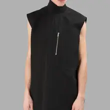S-4XL Горячая Для мужчин/Новинки для женщин модные голову после жилет на молнии водолазка без рукавов