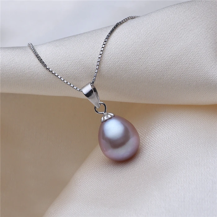 Серебряные жемчужные ожерелья с подвесками для женщин, Настоящее серебро 925, высокое качество, ювелирное изделие из натурального пресноводного жемчуга 8-9 мм, SPEZ