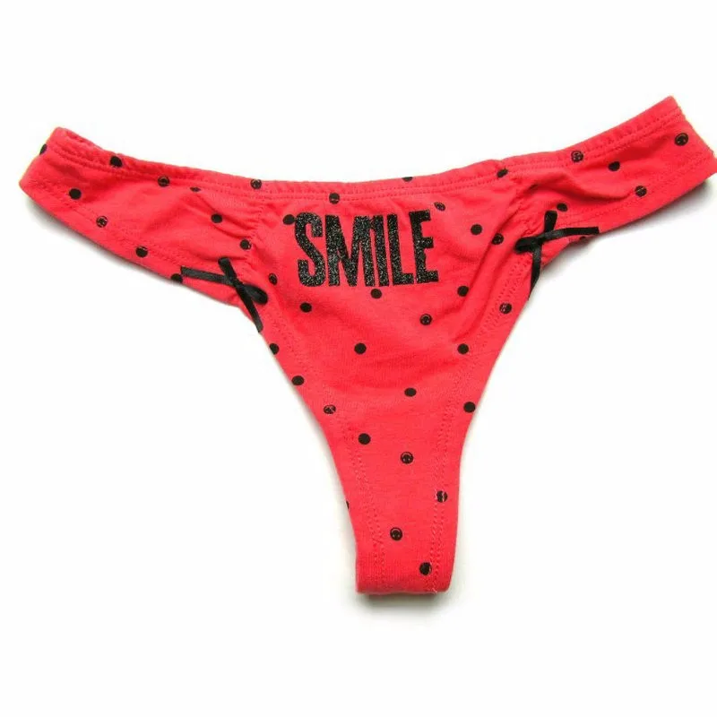 Женские хлопковые трусики smile dots розовые красные белые сексуальные стринги с