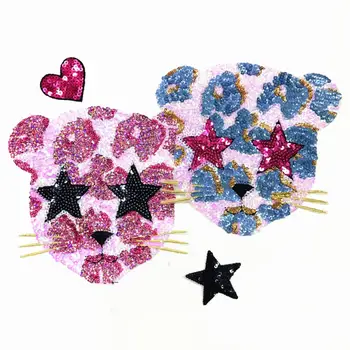 

blue pinkcat set sequined patches sewing on garment accessories decoration stick embroidery applique patches for clothing