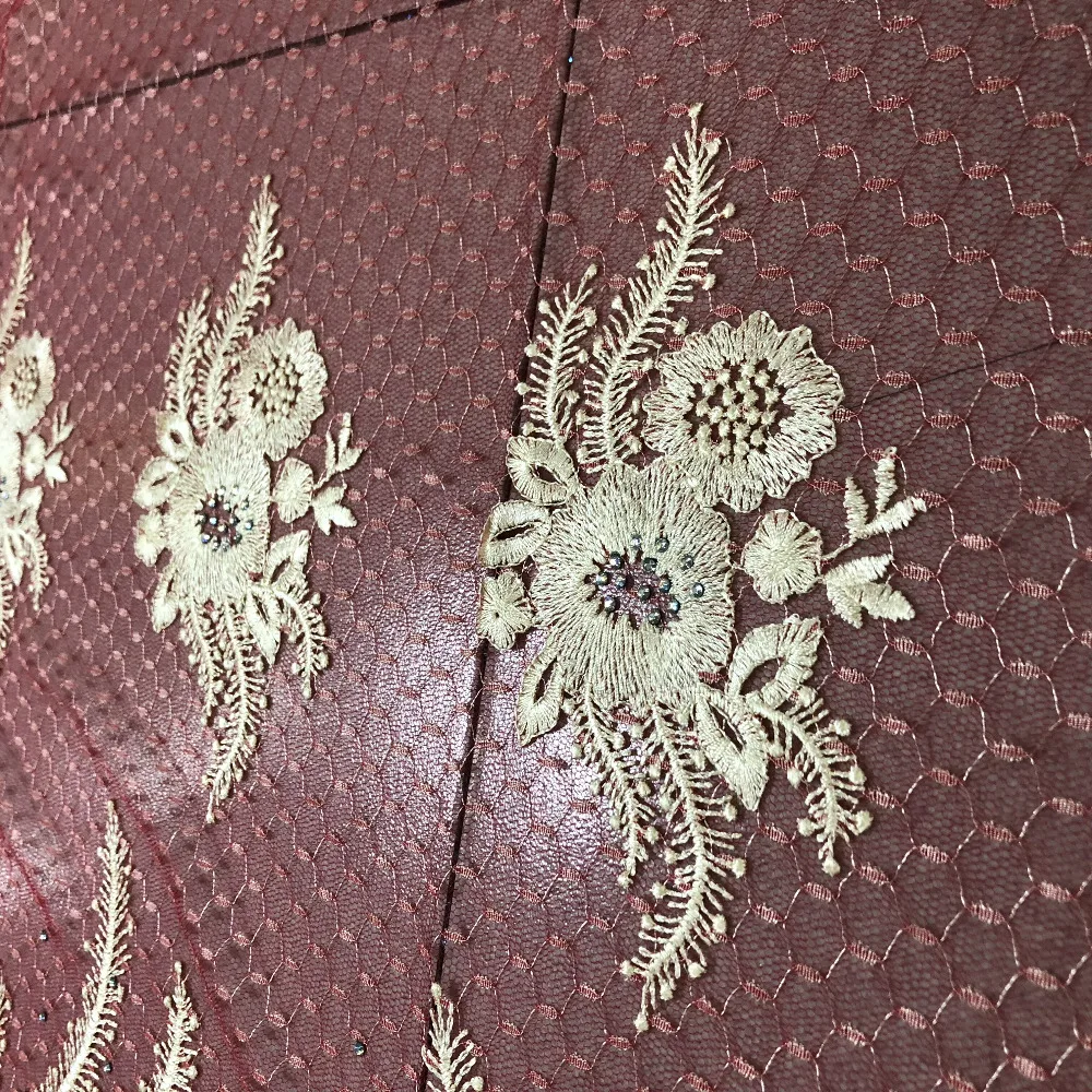 

African Laces Fabrics High Quality Guipure French Lace Fabric With Rhinestone Embroidered Apply to Party Wedding Nigerian Dress