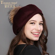 Charles Perra Women Winter Hat Warm Wool Cap New Fashion Elegant Bowknot England Lady Berets Casual Female Fedoras 0624 Charles Perra Women Winter Hat Warm Wool Cap New Fashion Elegant Bowknot England Lady Berets Casual Female Fedoras 0624