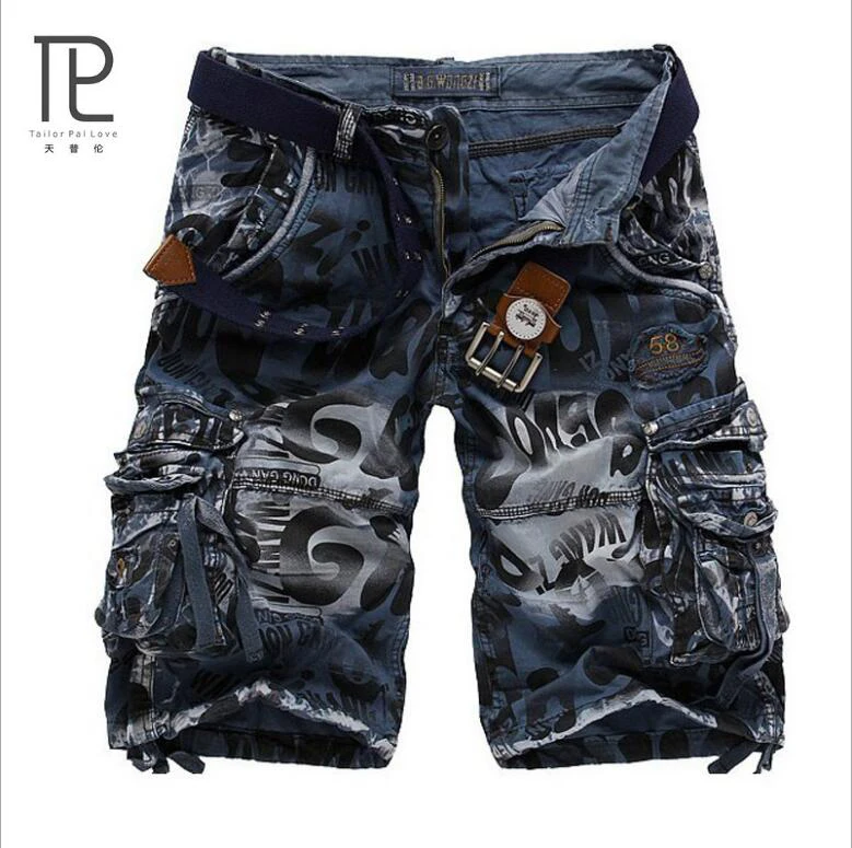 Новые Брендовые мужские свободные шорты-карго Бермуды, мужские летние пляжные повседневные хлопковые шорты с несколькими карманами, мужские короткие штаны для бега размера плюс# c