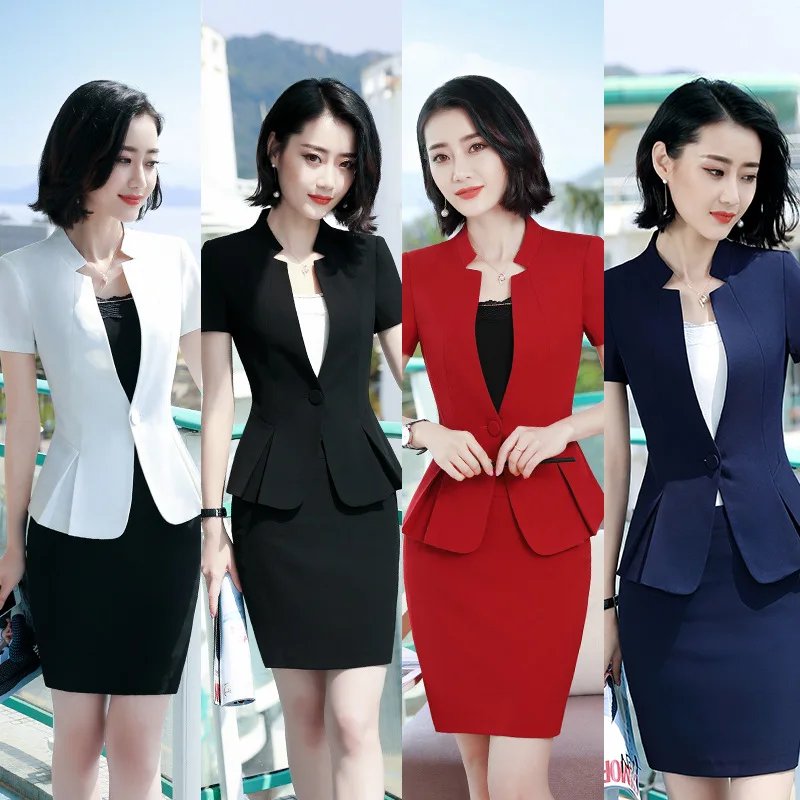 

Blazer Women Skirt Suits One Button Notched Striped Blazer Jackets and Slim Mini Skirts Two Pieces OL Sets Female Outfits 2019