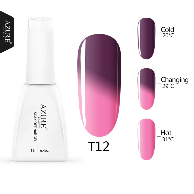 Azure 12ML Fashion Temperature Nail Gel Polish Mood Changing Color UV Gel Nail Polish 3D Nail Art Gel Polish Led Lamp Vernish