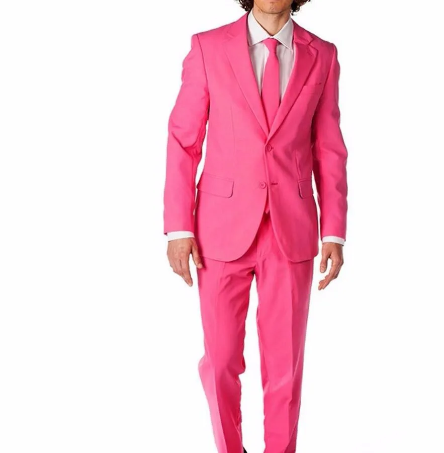 Новые индивидуальный заказ ярко-розовый Для мужчин свадебные костюмы для выпускного Slim Fit 2 шт. Смокинги для женихов Best человек утро костюм