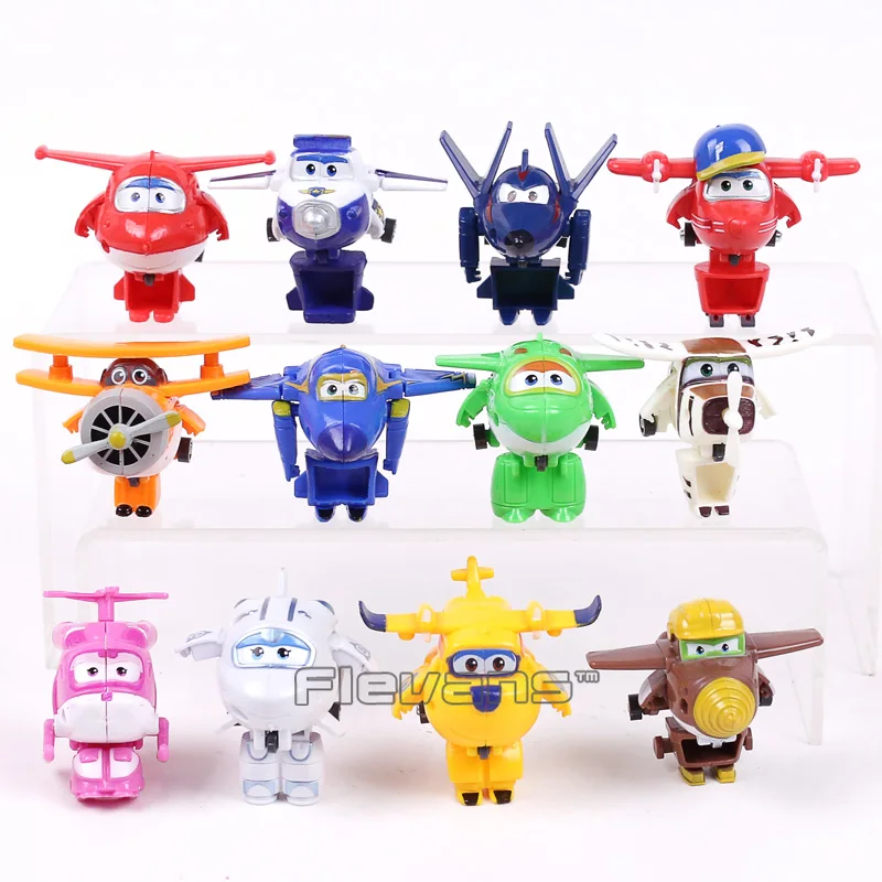 Super Wings Mini Planes font b Toys b font Deformation Airplane Robots Donnie Dizzy Mira Jett