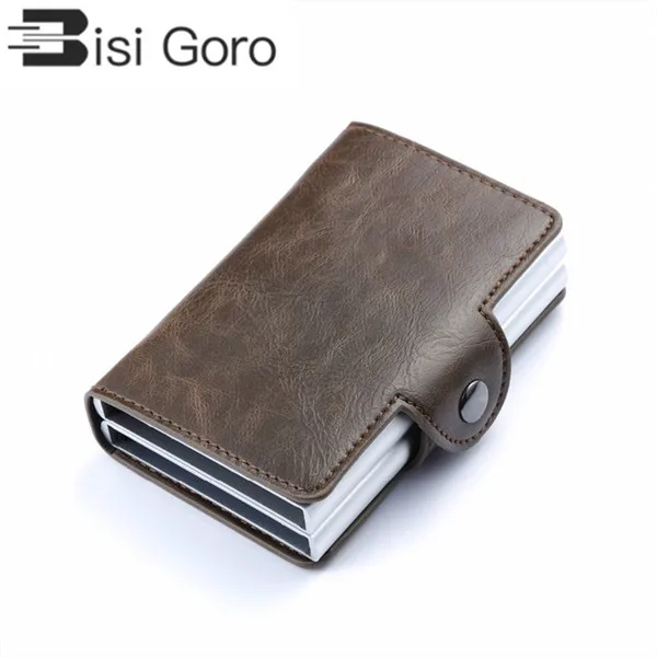 

BISI GORO 2019 Vintage Business 2 Aluminum Wallet for Credit Card Holder Card Wallet Case ID Metal Credit Card Holders With RFID