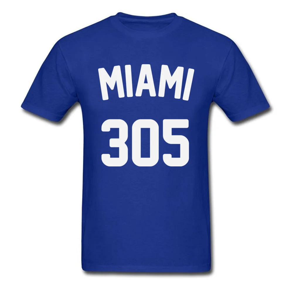 Miami 305 Men 2018 Fashion Tops Shirts Crewneck Summer Fall 100% Cotton T-shirts Simple Style Short Sleeve Clothing Shirt Miami 305 blue