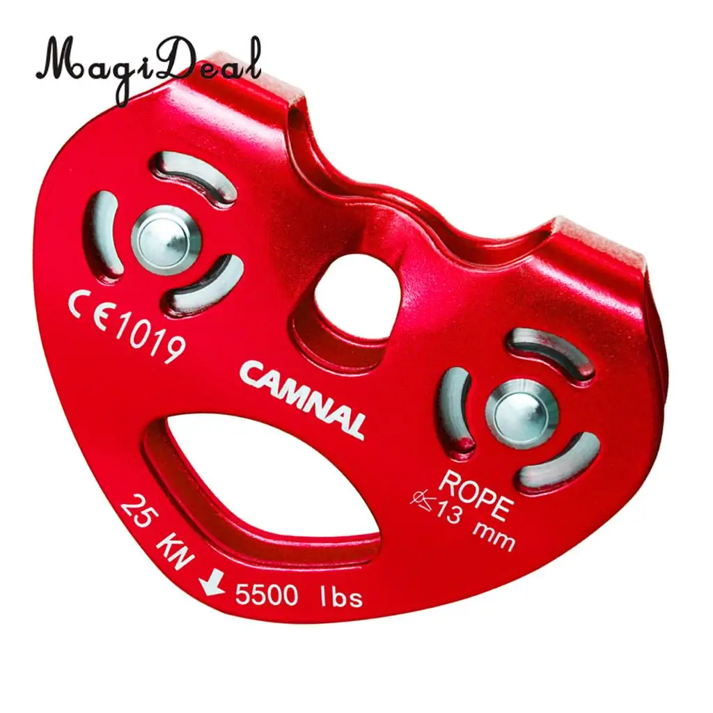 25KN Zipline Cable Trolley Pulley Double Rope Speed Tolley with Ball Bearing for Rock Climbing Accessories Caving Rescue Device