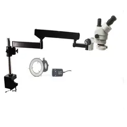 Simul-Focal 7X-45X тринокуляр стерео микроскоп шарнирный зажим микроскоп 144 светодио дный LED кольцо свет лампы