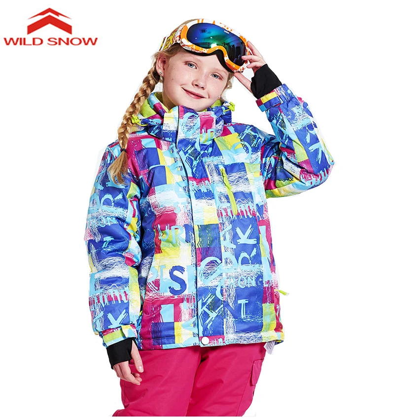 

WILDSNOW Boys Girls Winter Outdoor Ski Jackets Thermal Waterproof Children Kids Skiing Snowboarding Camping Hiking Jackets MI015