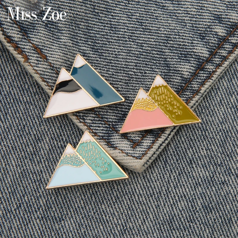 

Snow Mountain Enamel Pin Green Blue Pink Volcanic Brooches Bag Clothes Lapel Pin Mountain Peak Badge Nature Jewelry Gift Friends
