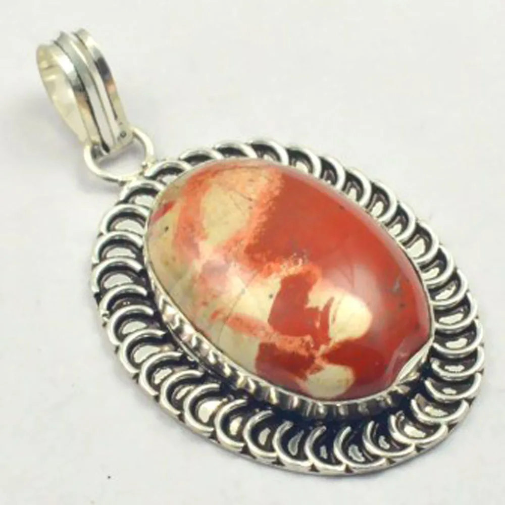 

Red Jaspers Pendant Silver Overlay over Copper, USA Size 59 mm , P5216
