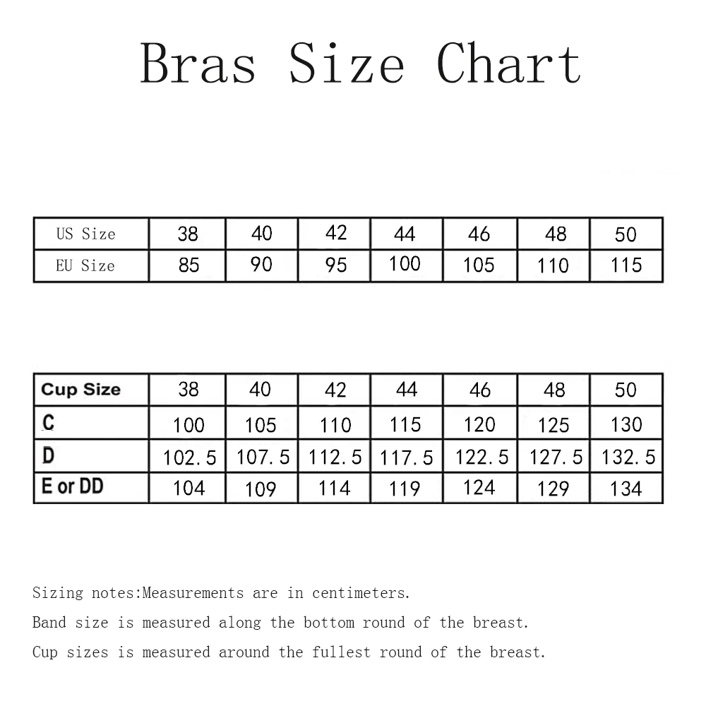 Bra Wire Width Chart