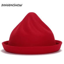 [DINGDNSHOW] модная шляпа Федора для взрослых шерстяная женская зимняя шапка Мягкая Милая остроконечная шапка теплая для женщин