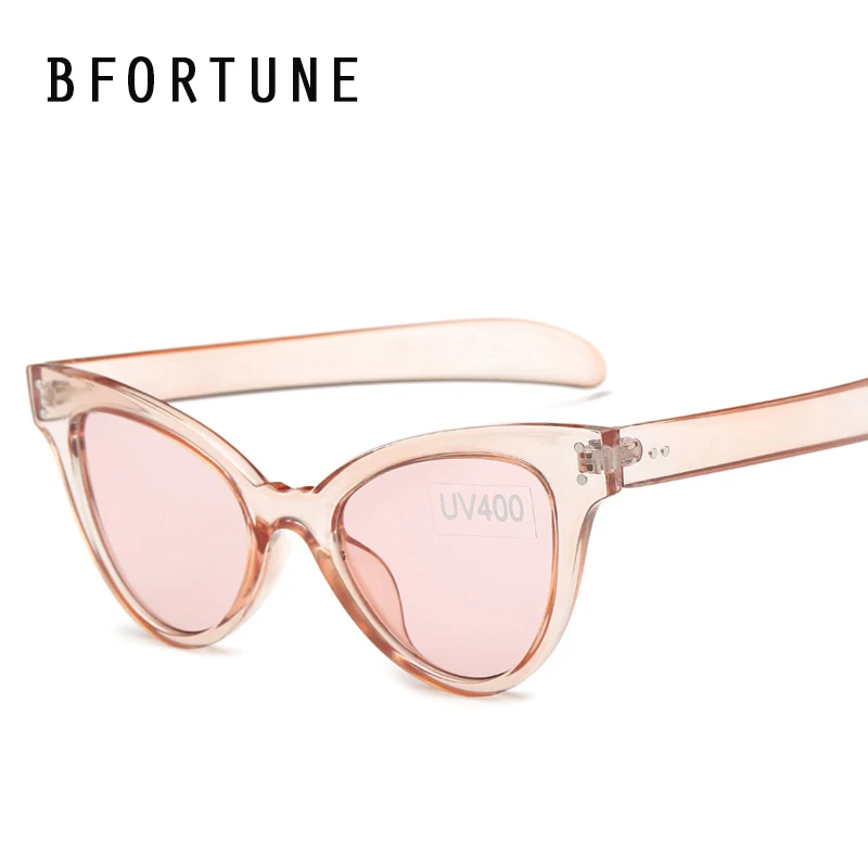BFORTUNE Прозрачный Винтаж Cat Eye Солнцезащитные Очки Женщины Марка Дизайнер Зеркало