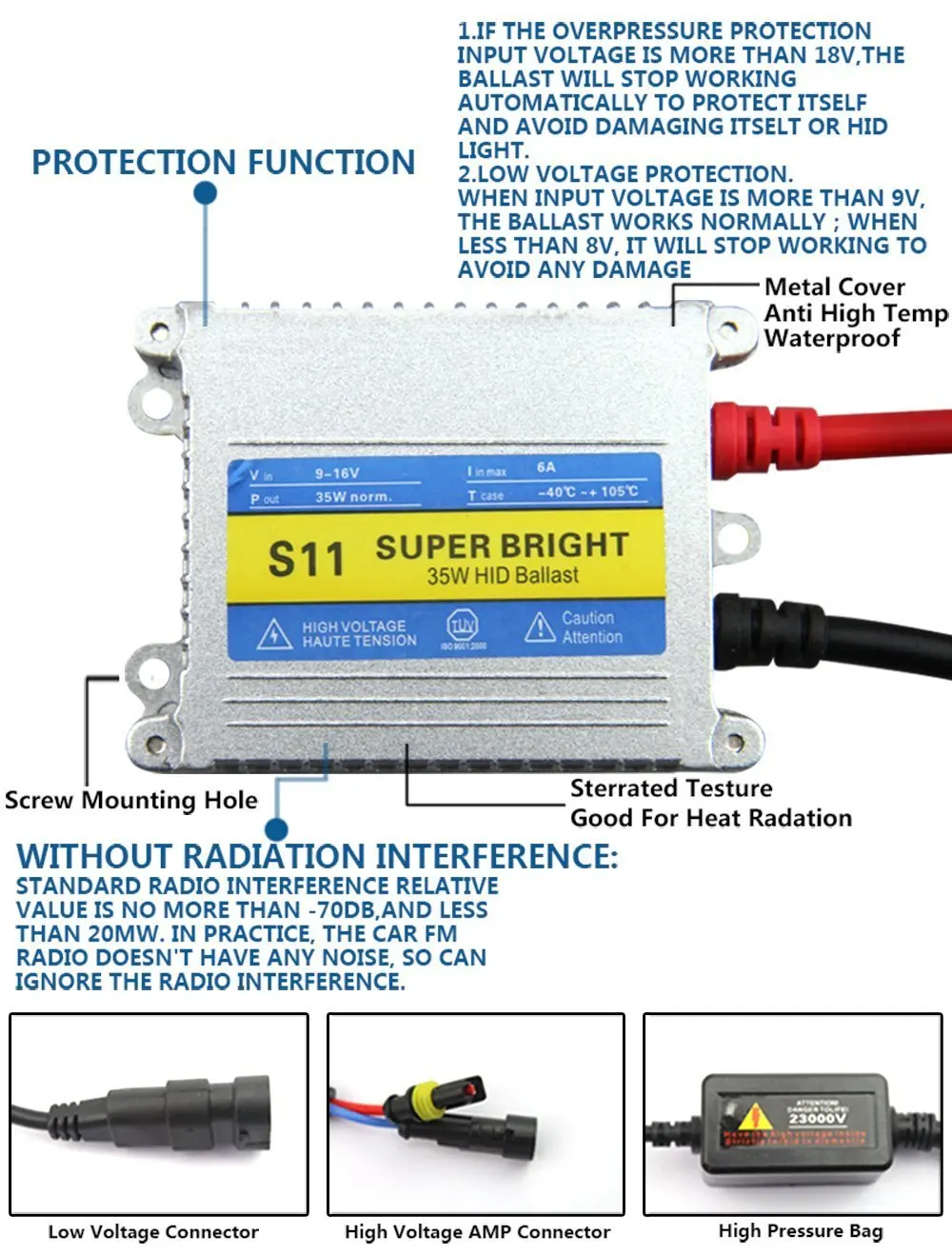 Ксенон H7 35 Вт AC тонкий балласт Xenon HID ксенон лампочка 12V H1 H11 h7 комплект ксеноновых фар, Высокопрочная конструкция 5000k 6000k 8000k возможность замены галлогеновой лампой