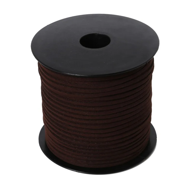 100 метра 3 мм Плетеный плоский искусственный замшевый кожаный шнур веревочная нить для DIY ожерелье браслет ювелирные аксессуары - Цвет: Dark Brown
