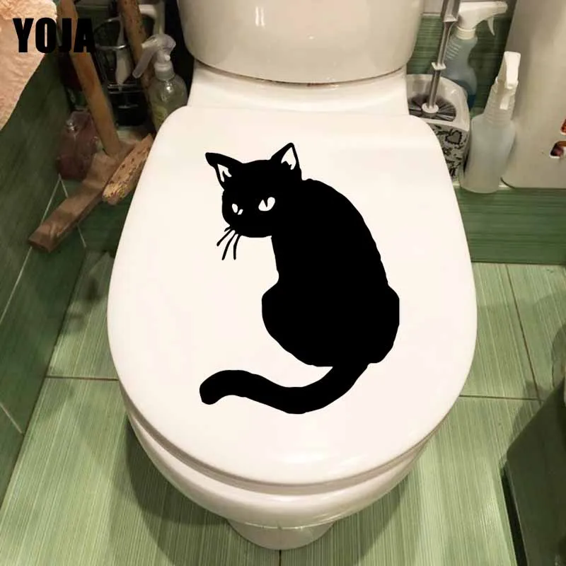 

YOJA 17.6X23.9CM Cute Cartoon Cat Wall Decal Living Bedroom Home Decor Toilet Sticker T5-0186