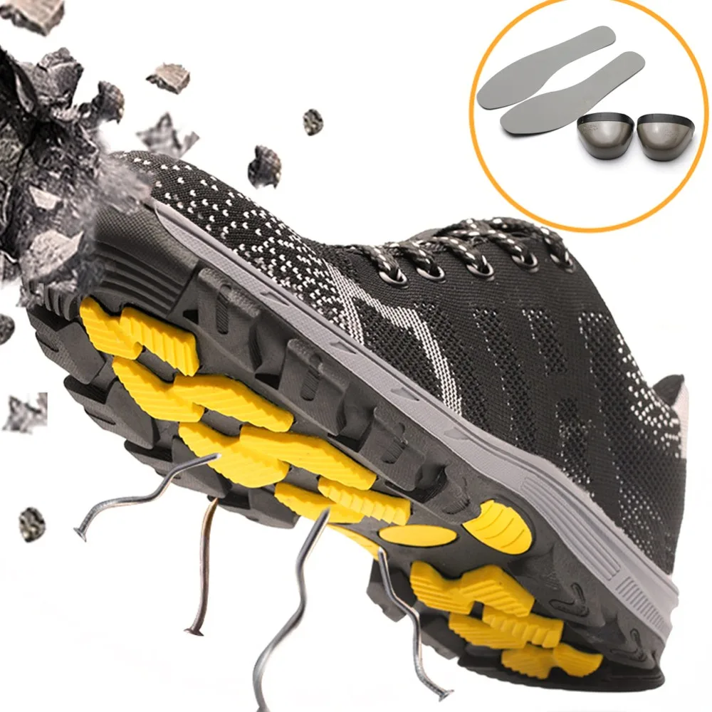 

Men's Breathable Sports Work Safety Shoes Anti-slip Deodorize Puncture Proof Construction Women Safety Comfortable Shoes#291783