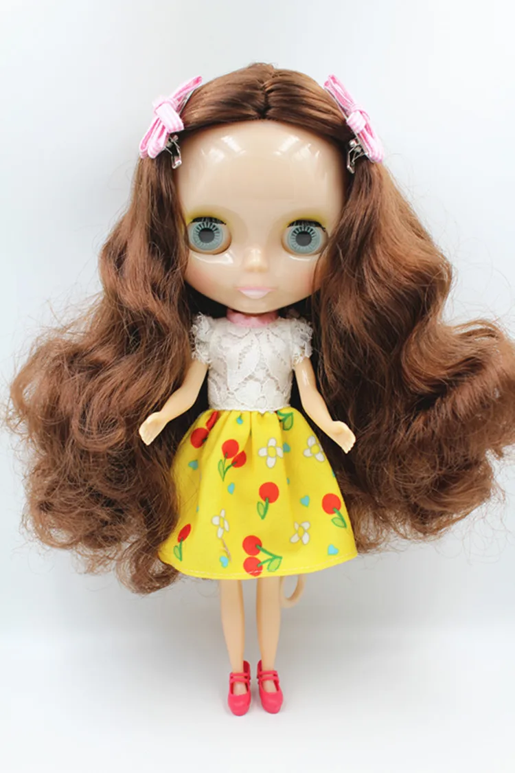 

Blygirl Doll borwn curly hair 30CM Doll 1/6 Blyth Doll body Fashion Can refit makeup Fashion doll White skin