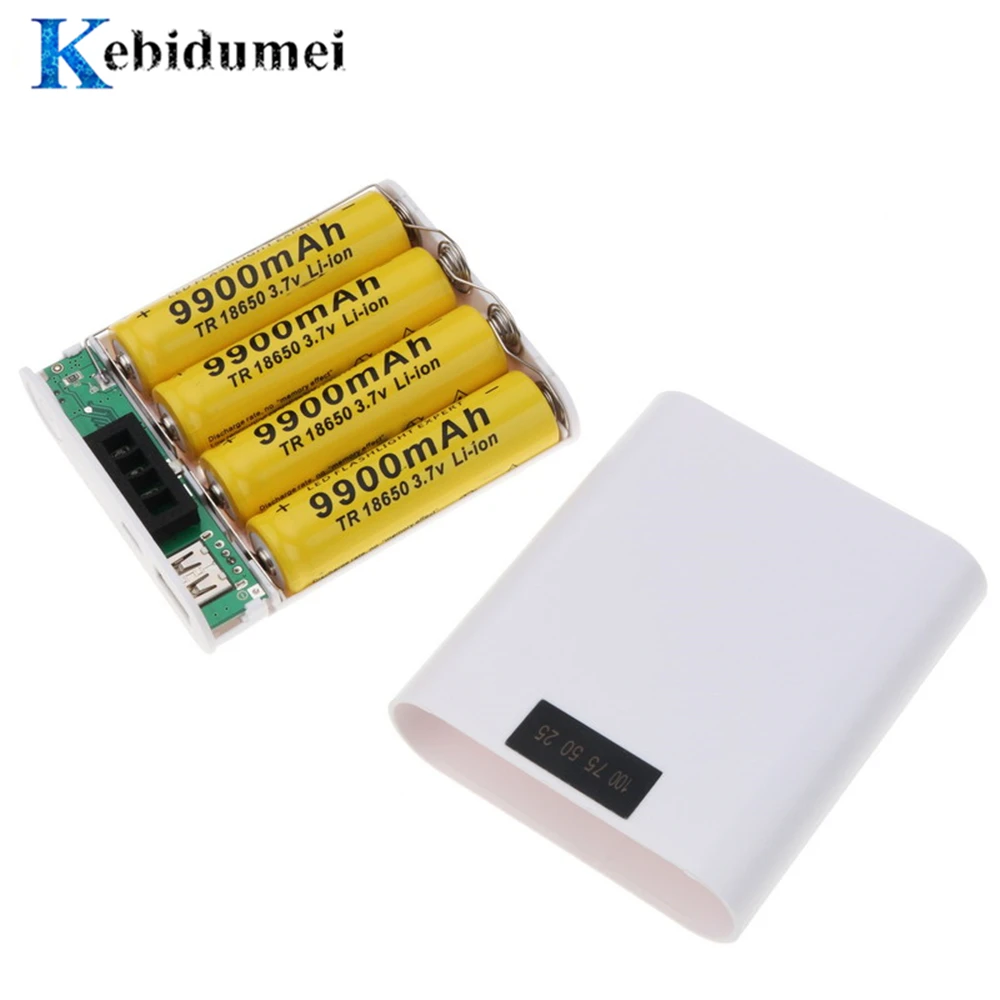 Портативный внешний аккумулятор kebidumei с USB светодиодом 4*18650 дисплей сделай сам