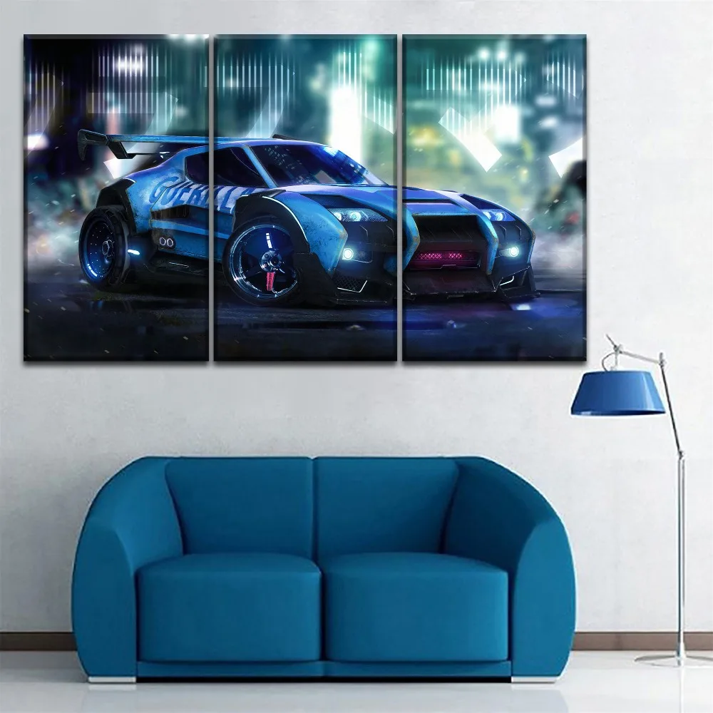 

One Set Framework Or Unframed 3 Piece Rocket League Cool Game Car Picture Living Room Home Wall Decorative Modern Artwork