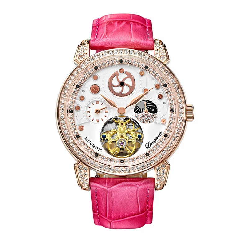 

Tourbillon Female Watch Automatic Mechanical Watch Woman Dress Watches Top Brand Luxury Full Diamond Table Lady Clock Waterproof