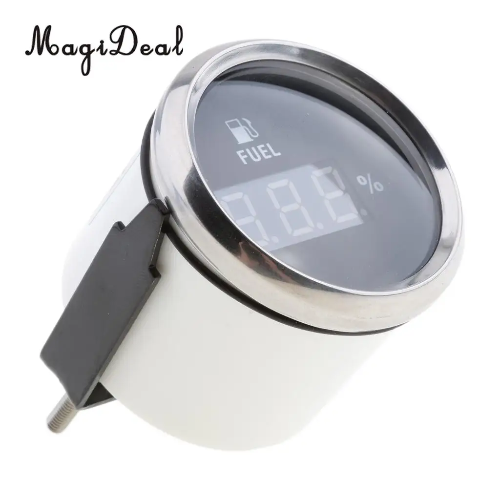 MagiDeal Marine Boat Digital Fuel Level Meter Gauge 0-190ohm 9-32V 52mm Black Chrome Water Sports Rowing Boats Dinghy Yacht