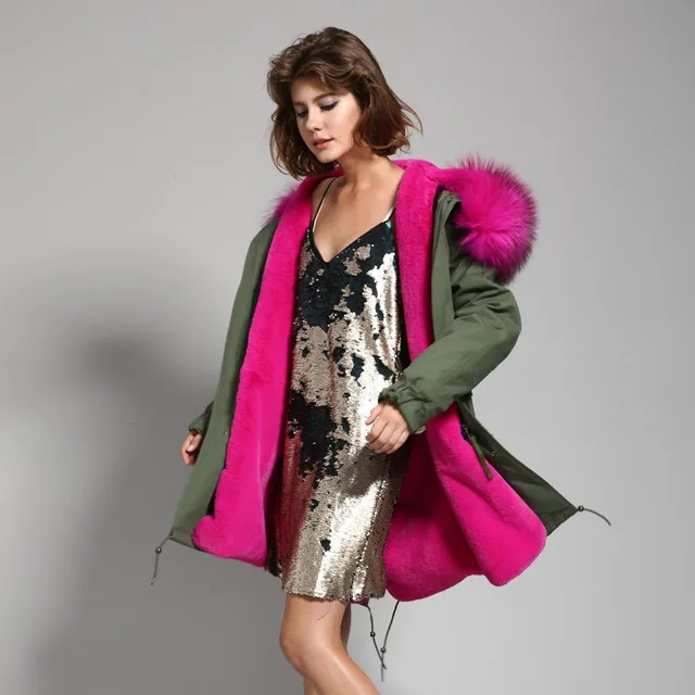 Cheap New 2016 Winter Coats Women Jackets Real Large Raccoon Fur Collar Thick Ladies Down & Parkas army green winter jacket style  6
