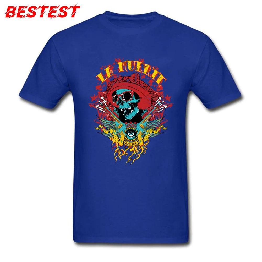 calavera skull glasses skull Printed Summer Autumn 100% Cotton Fabric O Neck Men Tops Shirt Tee-Shirts 2018 Hot Sale T Shirts calavera skull glasses skull blue
