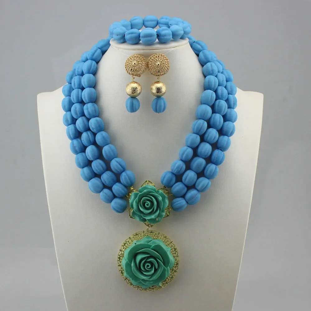 

Nigerian bride Luxury Big gold Beads Necklace Jewelry Sets Crystal Rhinestone Wedding African Women Jewelry Necklace Earrings
