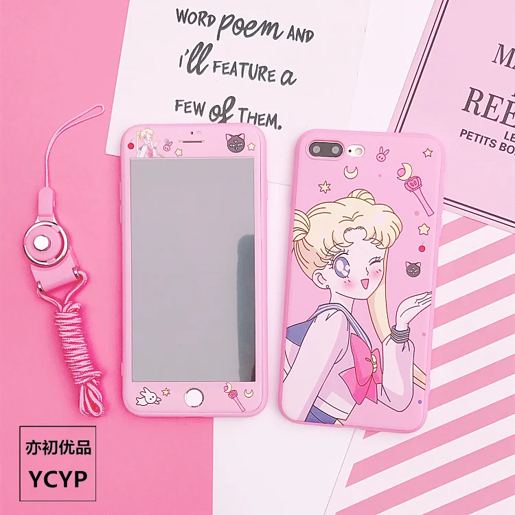 Чехол Sakura для iphone X Cardcaptor+ Защитная пленка для экрана из закаленного стекла для iphone 6 6s Plus 7 7plus 8 8plus Сейлор Мун