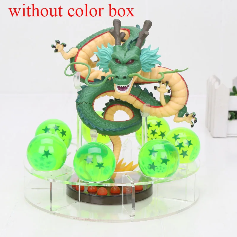 green green no box 15 см Dragon Ball Z фигурки Shenron Dragonball Z Набор фигурок Esferas Del Dragon+ 7 штук 3,5 см Мячи+ полка фигурки DBZ - Цвет: green green no box