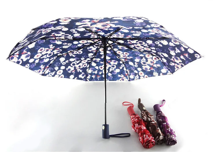Креативный автоматический зонтик в виде цветка, Зонт от дождя для женщин и мужчин, светильник в 3 сложения, прочные, яркие зонты, детские, дождливые, солнечные