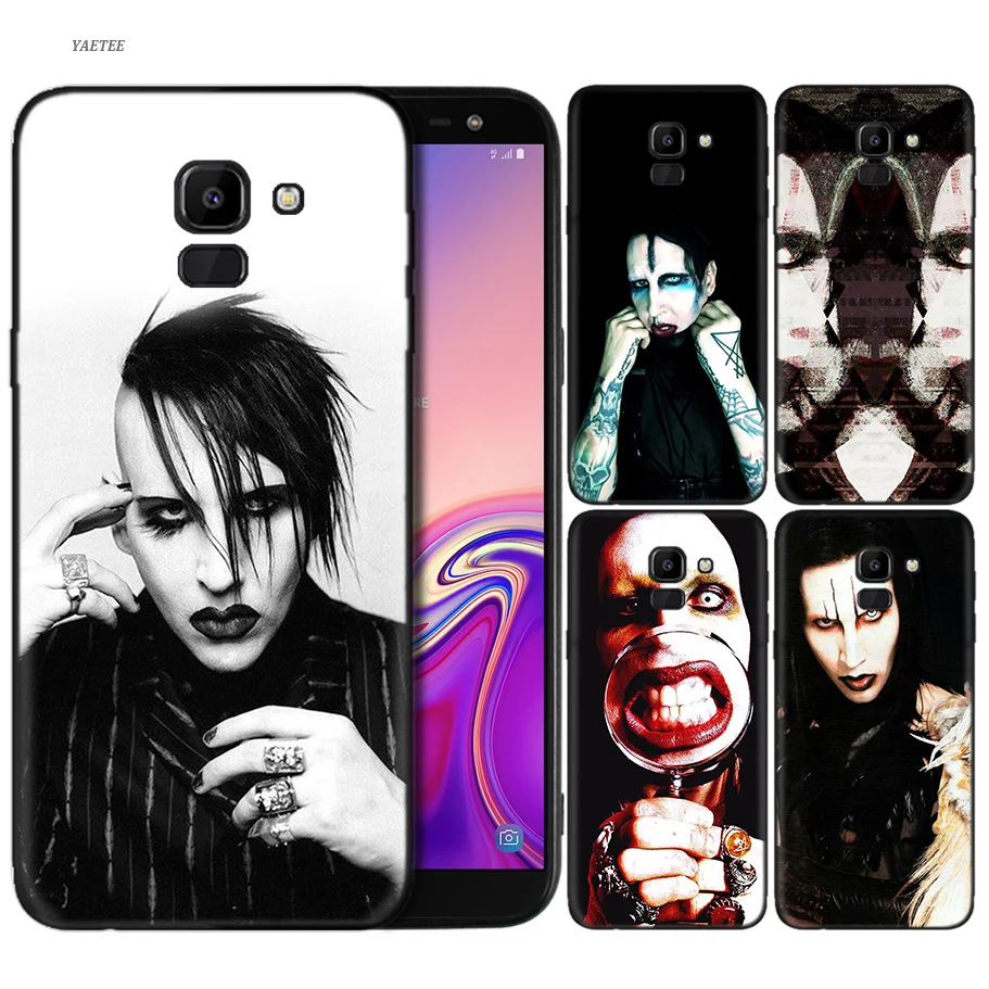 

Silicone Case for Samsung Galaxy A50 A30 A10 A9 A8 A7 A6 Plus 2018 Samsung J6 J8 J4 Plus 2018 Marilyn Manson Print Cover Coque