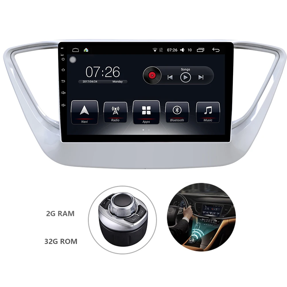 Best Android 7.1 Car DVD Player 2G/32G For Hyundai Verna 2017 Solaris 2016-2017 GPS Navigation System With Bluetooth/Dual-zone Navi 1