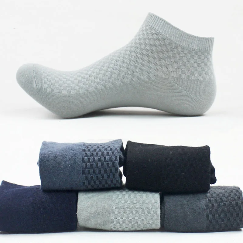 Мужские носки, бизнес, бамбуковое волокно, короткие носки, весна-осень, дышащие, антибактериальные, мужские носки, Meias, Sox, 5 пар/лот - Цвет: Five colors