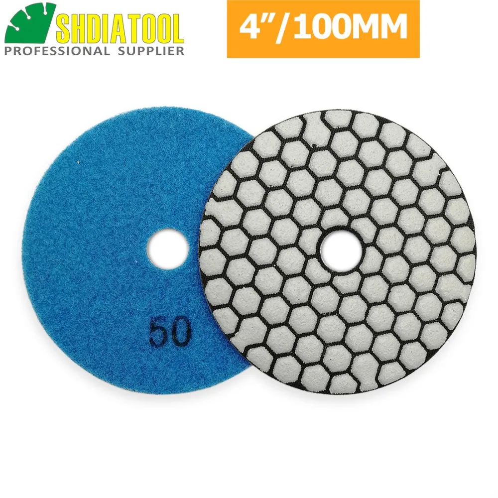 SHDIATOOL Diamond Polishing Pads 5 White Resin Bond for Marble Granite Wet Diamond Sanding Disc Pack of 6 Grit 50
