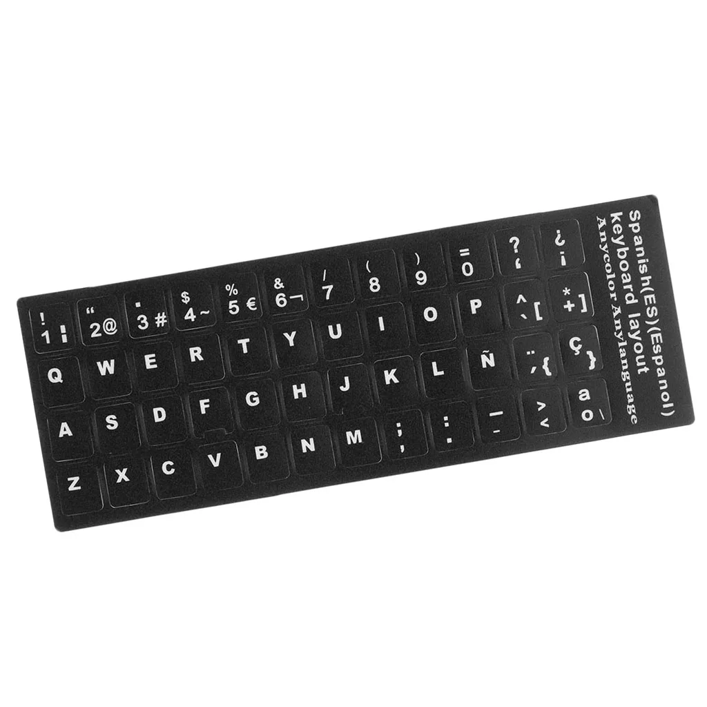 Spanish White Letters Keyboard Stickers Laptop Computer Protector Cover Film