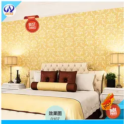 Высокое качество роскошный золотой цвет обои для гостиной дамаск европейский тиснение обои рулона бумаги