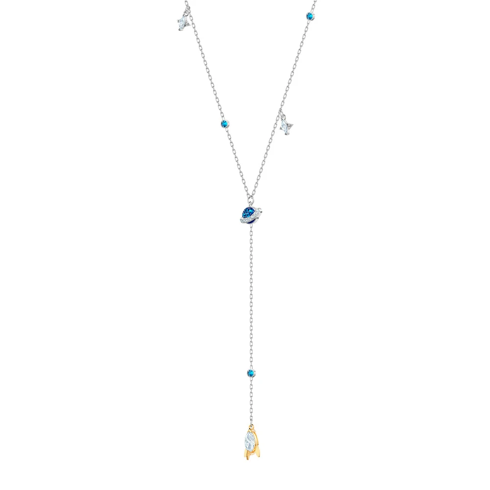 

SWA RO 2019 Trend New OUT OF THIS WORLD SPACE Y-Shaped Necklace Shiny Space Roaming Rocket And Planet Female Clavicle Necklace