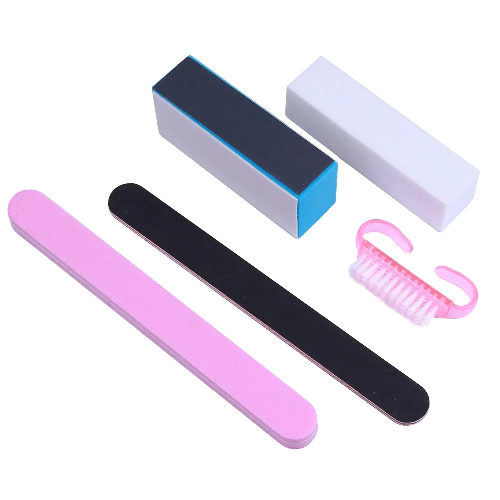 

5pcs/Set Nail Art Files Dust Brush Cleaning Buffer Sponge Block Buffing Grit Sand UV Gel Polish Acrylic Manicure Pedicure Tools