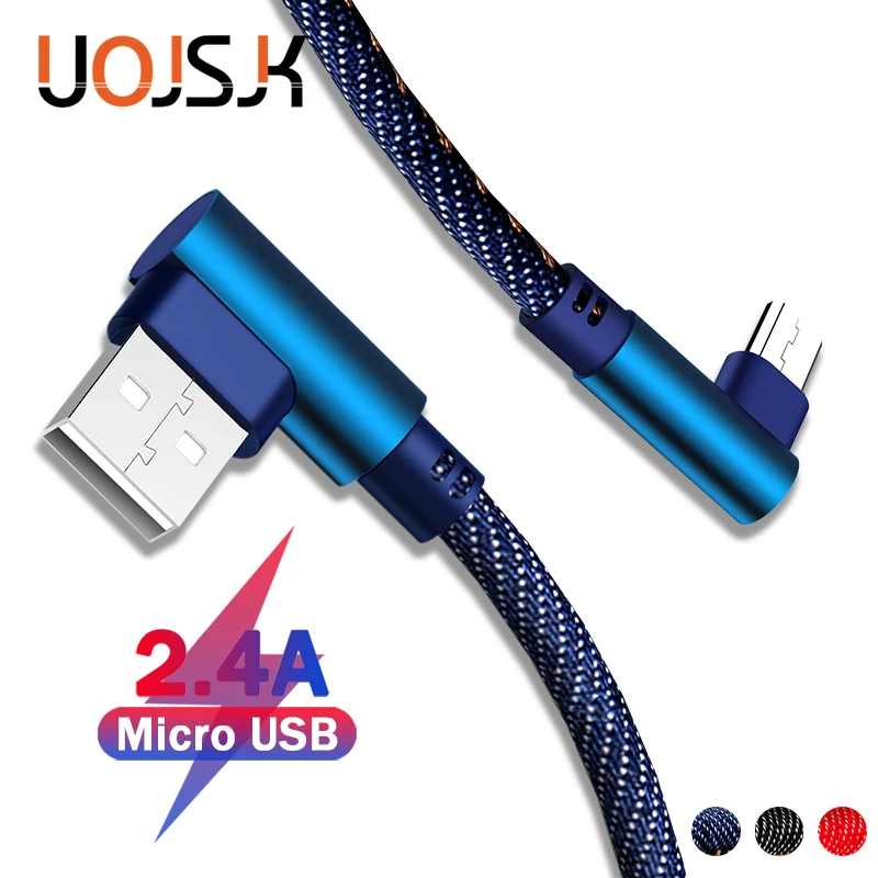 

UOJSJK Micro Usb Cable For Xiaomi Redmi Note 5 Pro Microusb Fast Charging 90 Degree For Samsung S7 Micro Usb Charger Data Cable
