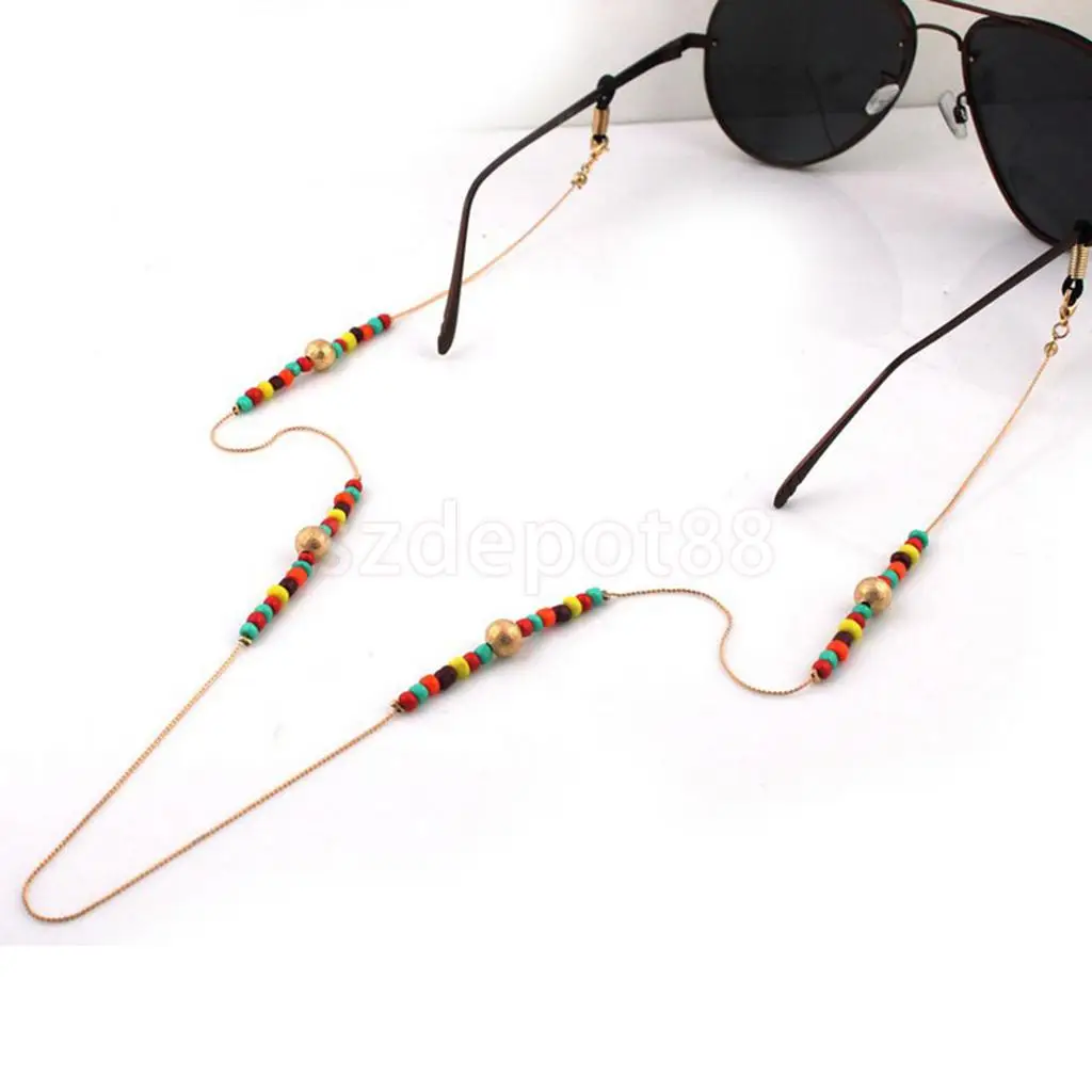 

Beads Beaded Eyeglass Cord Reading Glasses Eyewear Spectacles Gold Chain Holder