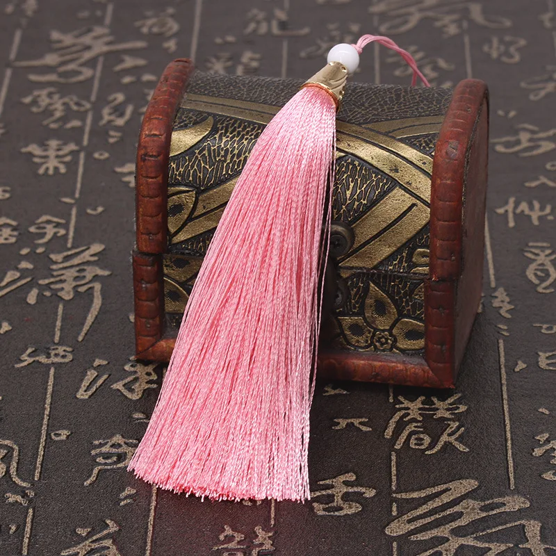 20cm Polyester Silk Beaded Tassels Earrings Charm Pendant Satin Tassel for DIY Crafts Jewelry Making Findings Materials