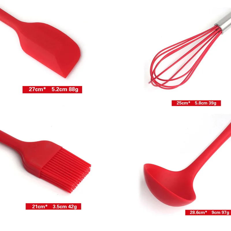 New Cookware Set 10 Sets Non-Stick Heat Resistant Silicone Egg Beater Cake Cooking Tools Kitchen Utensil Set Red Black 2 Colors New Cookware Set 10 Sets Non-Stick Heat Resistant Silicone Egg Beater Cake Cooking Tools Kitchen Utensil Set Red Black 2 Colors