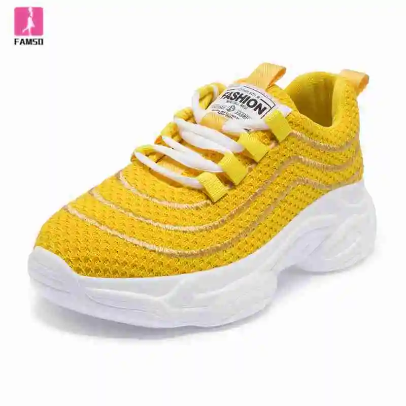 

FAMSO 2019 New Dad Sneakers Black White Lace-up Rubber foam bottom Comfortable, soft and breathable Women Running Sneakers