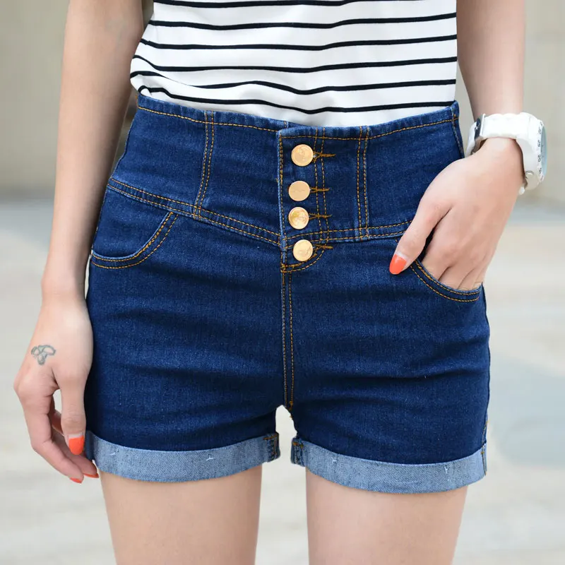 2015 high waist denim fashion shorts female summer plus